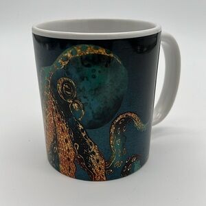 Octopus Design Mug Turquoise and Yellow - “Underwater Dream IV” Society 6
